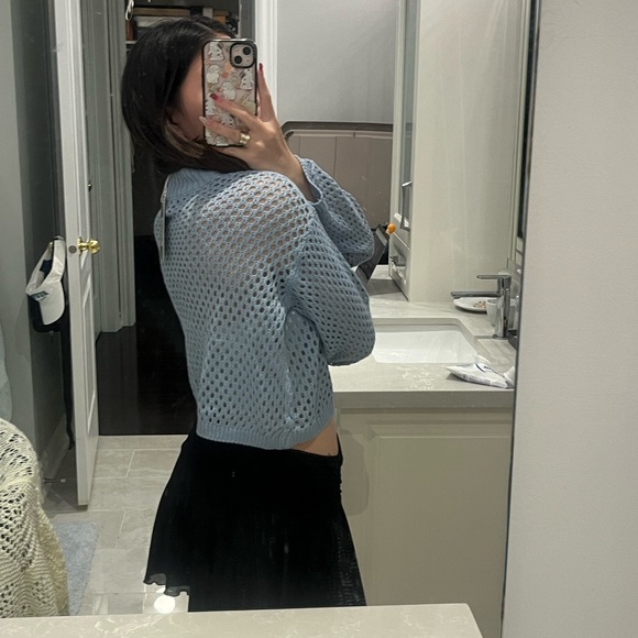 BABY BLUE crochet knit top - Picture 2 of 5